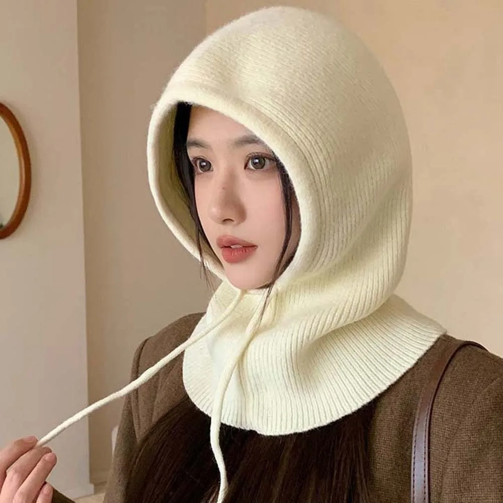 Thickened Knit Balaclava Hat Soft Breathable Winter Visor Beanie Comfortable Elastic Hooded Neck Warmer Cycling