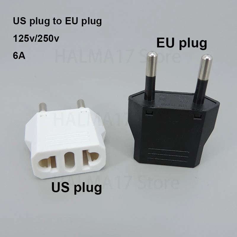 Universal US To EU Plug USA To Euro Europe Travel Wall AC Power Charger Outlet Adapter Converter 2 Round Socket Input Pin J17