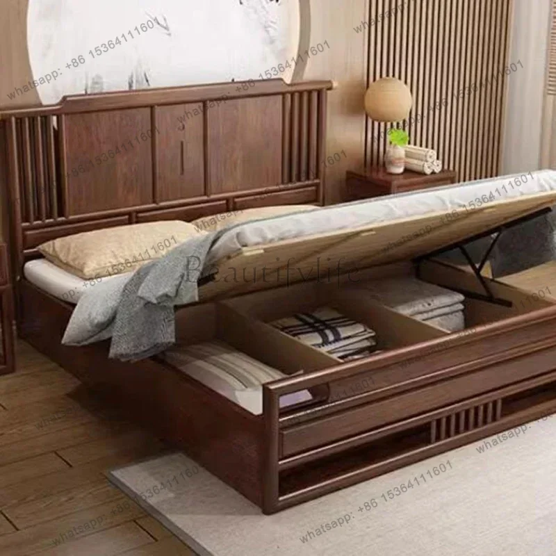 LJY Display Waterproof Double Bed Organizer Full Size High Platform Double Bed Bases Headboards Princess Beliche Hotel Furniture view 6