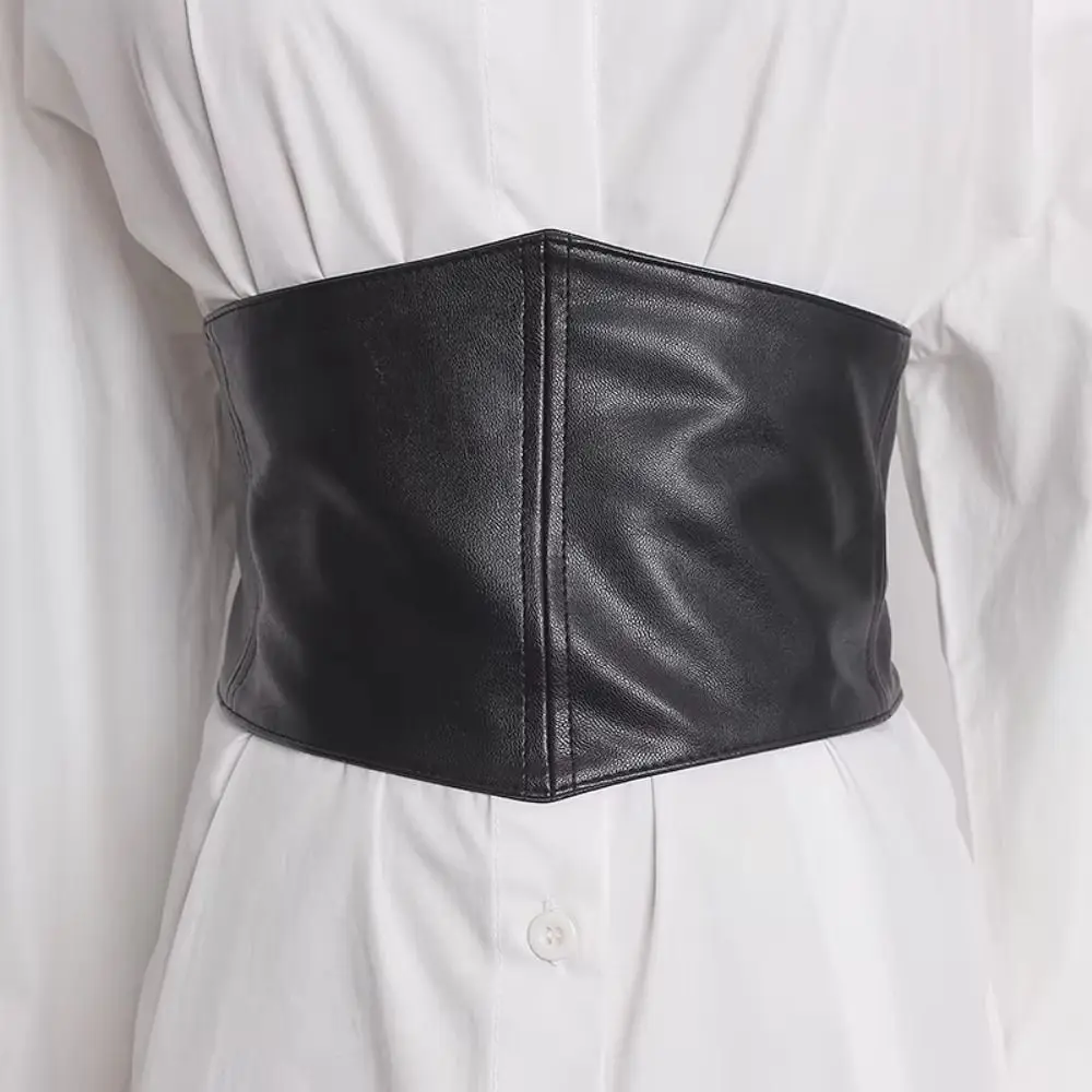 Slimming PU Leather Plus Size Cummerbunds Dress Girdle Strap Female Waistband High Waist Wide Waist Belt Corset