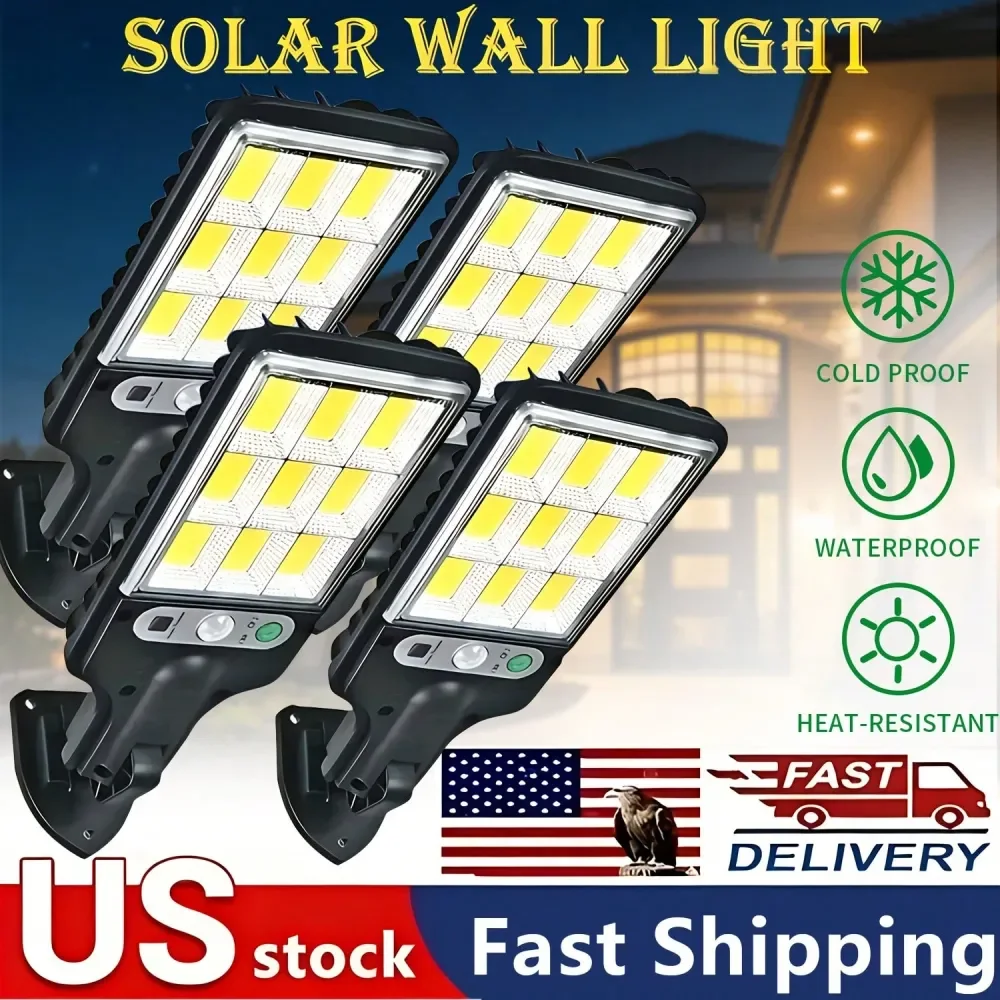 

2 1 Units Of Solar Street Lights Equipped With Body Motion Sensors, Featuring IP44, 108 COB Reflector LED Security Wall Lights W