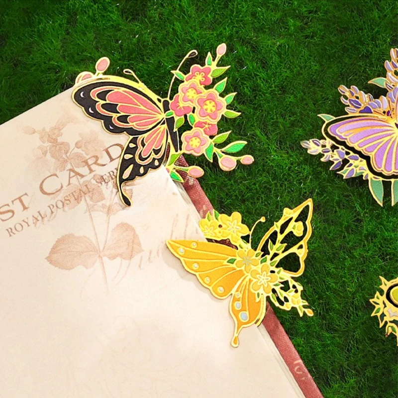 Metal Bookmark Butterfly Flower Brass Hollow Reading Book Mark Clip Paper Sign Student Stationery Gifts Back To School Supplies