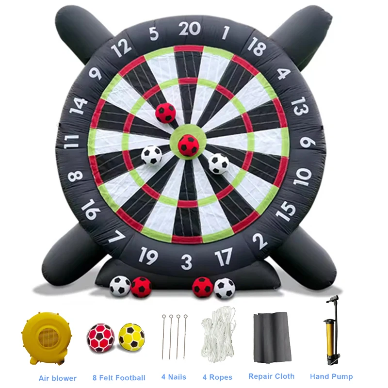 Inflatable Football Dart Board Giant Football Game with Football Blowers Gaming Playing Soccer Outdoor