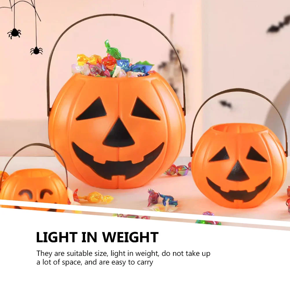 3 Pcs Pumpkin Bucket Gift Box Halloween Candy Pails for Party Chocolate Holder Stand