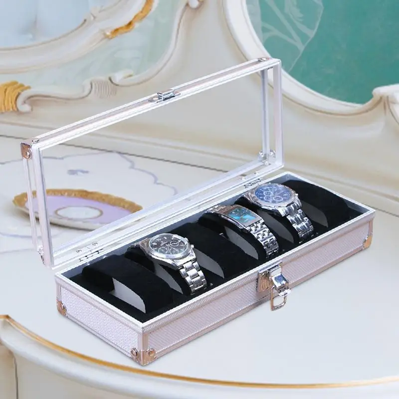 Watch And Jewelry Box For Men Large Capacity Watch Display Box Mens Watch Box Clear Lid Hard Case Storage Box Watch Storage Case