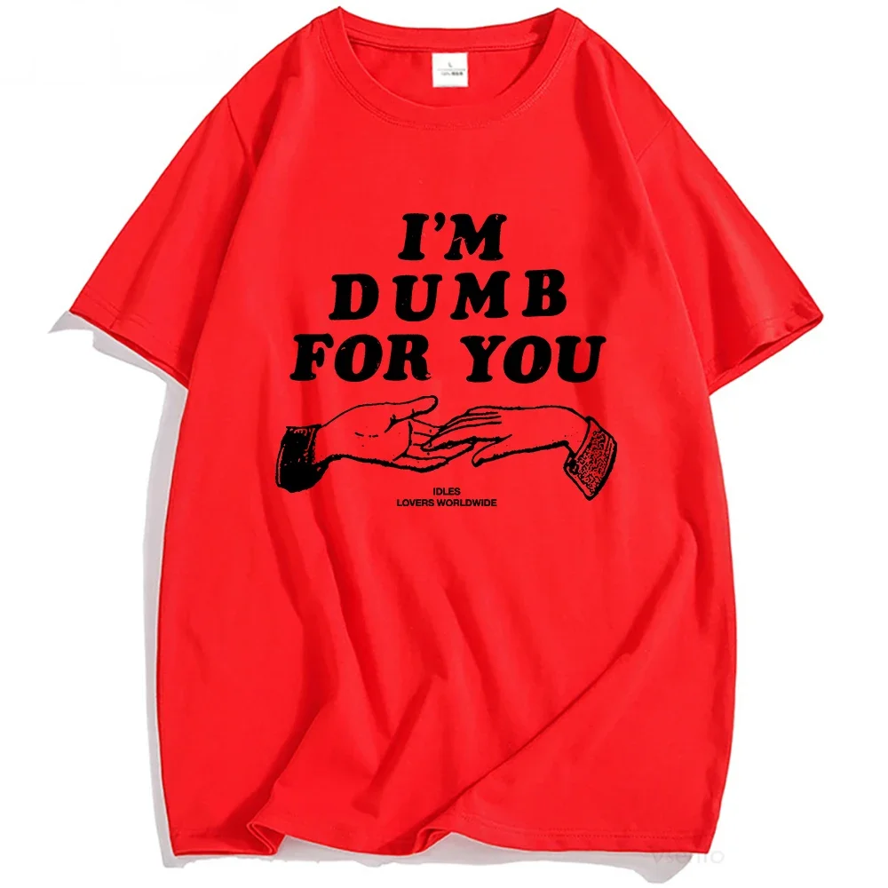 IK BEN DUMB VOOR U RINGER T-SHIRT IDLES Punk Band T-shirts Unisex Hip Hop Streetwear Zomer Katoen Casual Mannen T-shirt Grafische Tees