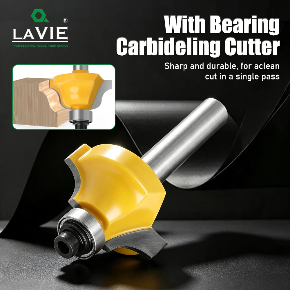 LAVIE 1pc 6mm 1/4 Shank Wood Router Bits Beading Bit Roman Ogee Bit With Bearing Double Flutes Woodworking Tools MC09062