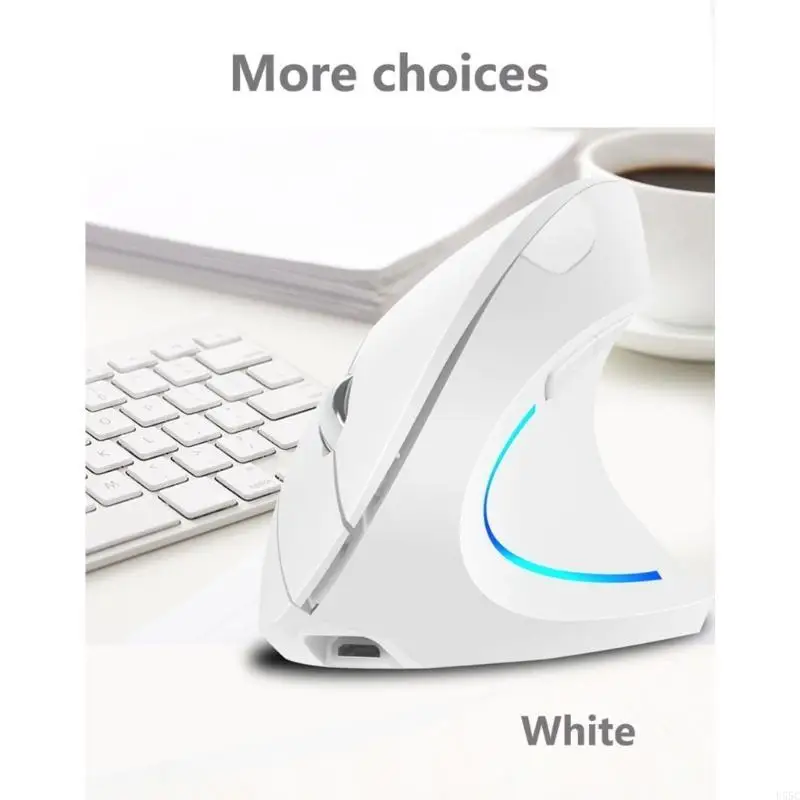 U55C 6 Keys Ergonomic Vertical Mouse 2.4G USB Wireless Computer Gaming Mice RGB Light 2400DPI Auto Sleep Optical Mause