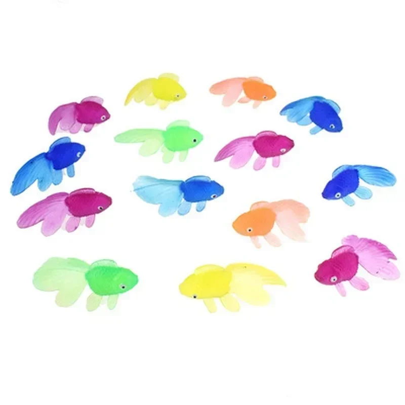 10Pcs Realistic Artificial Goldfish Figurines Semi Transparent PVC Rubber Fish Models For Kids Fishing Games Aquatic Animal Play