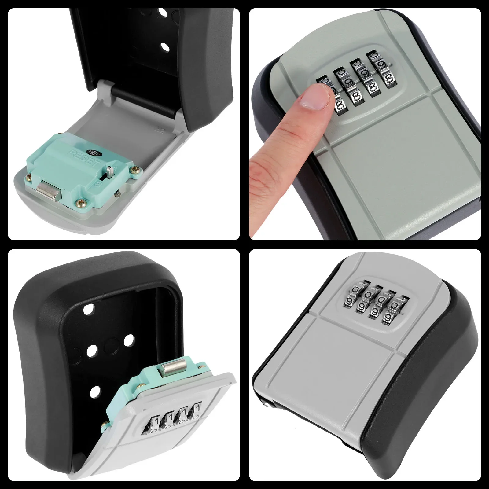Key Safe Box for Outside Wall Mounted Combination Key Storage Box Resettable Code 4 Digit Combination Lock Key Organizer Holds