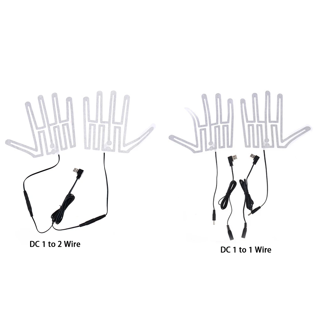 Guantes de cinco dedos con almohadilla calefactora de fibra de carbono, calentador de manos de 5V, aislamiento térmico para esquí al aire libre, 1 par