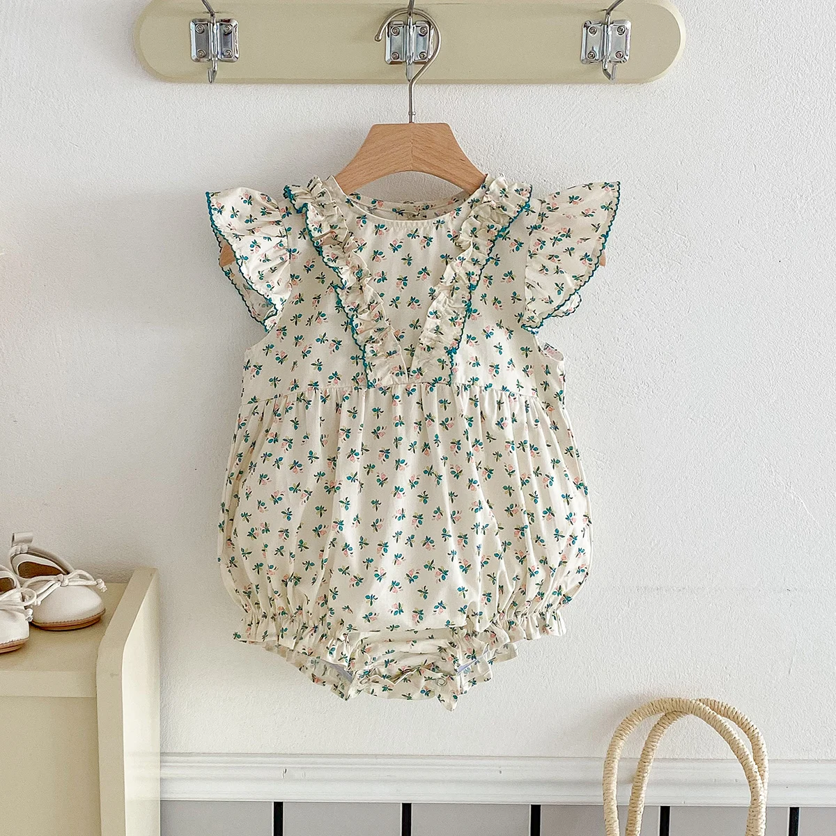 Baby Mädchen Strampler Säugling Prinzessin Rüschen Floral Ärmellose Overall Neugeborenen Strampler Baby Onesies Baby Mädchen Kleidung 0-24 Monate
