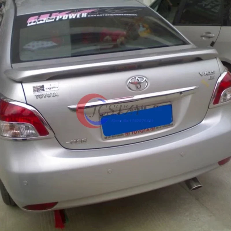 For Yaris Spoiler  ABS Material Car Rear Wing Primer Color Rear Spoiler For Toyota Vios Yaris Spoiler 2008-2013