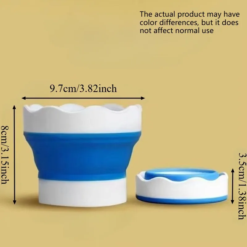 4pcs Silicone Pen Washing Bucket And Painting Brushes (1Cup And 3pcs Paintbrushes) | Compact,  Soft And Durable,Random Color