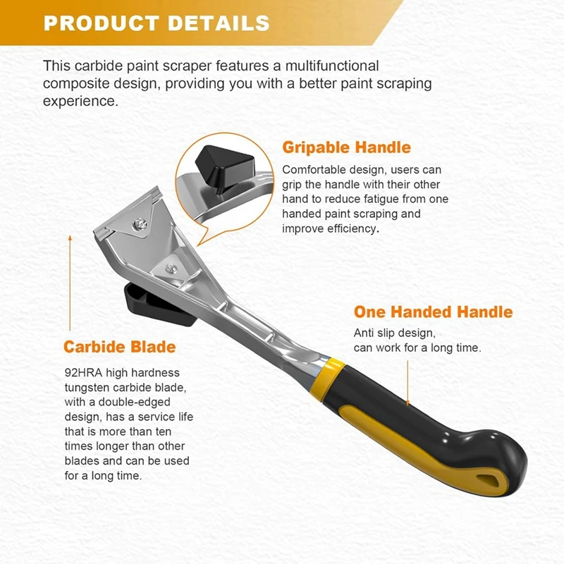 Ergonomic Carbide Scraper,Carbide Scraper(2-1/2 Inch),Paint Scraper Tool For Paint,Wood,Glue,Resin(Tungsten Carbide)