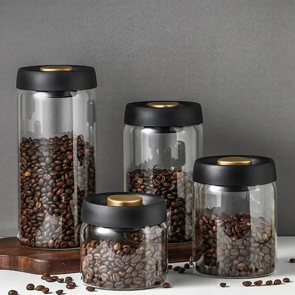 Vacuum Sealed Glass Jug, Coffee Beans Airtight Canister, Food Grains Candy Keep Moisture-Proof Storage Jar