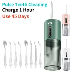 Irrigador Oral Dental Portátil Fio Dental de Água 8 Pontas de Jato USB Recarregável Tanque de 280ml Linha Dentes Palheta Máquina de Lavar a Boca 3 Três pulsos de frequência Limpador de Dentes