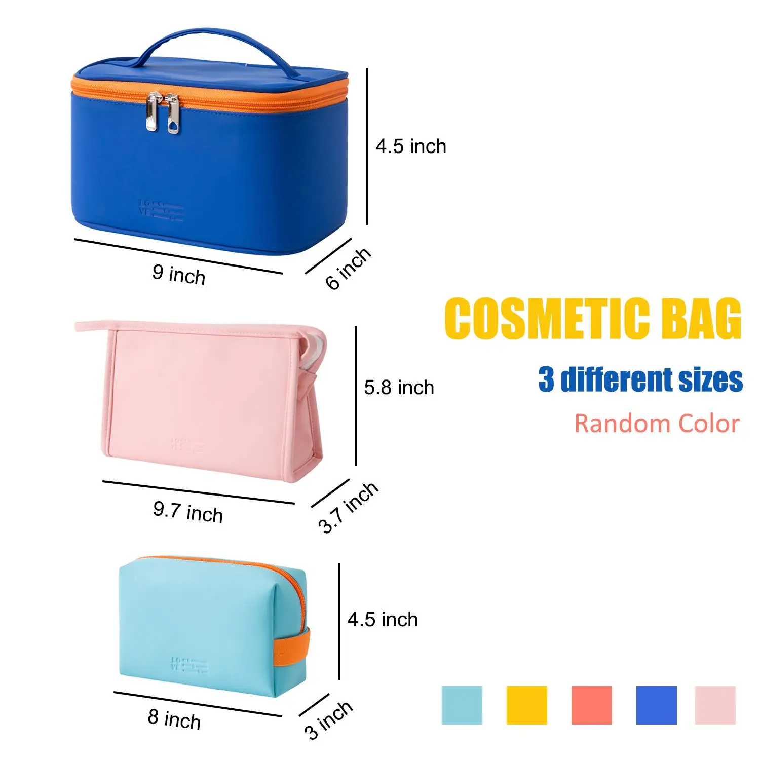 Cosmetic Bag Set of 3 Makeup Bag for Purse Pouch Travel Beauty Zipper Organizer Bag Gifts for Women, PU Leather Washable Waterp