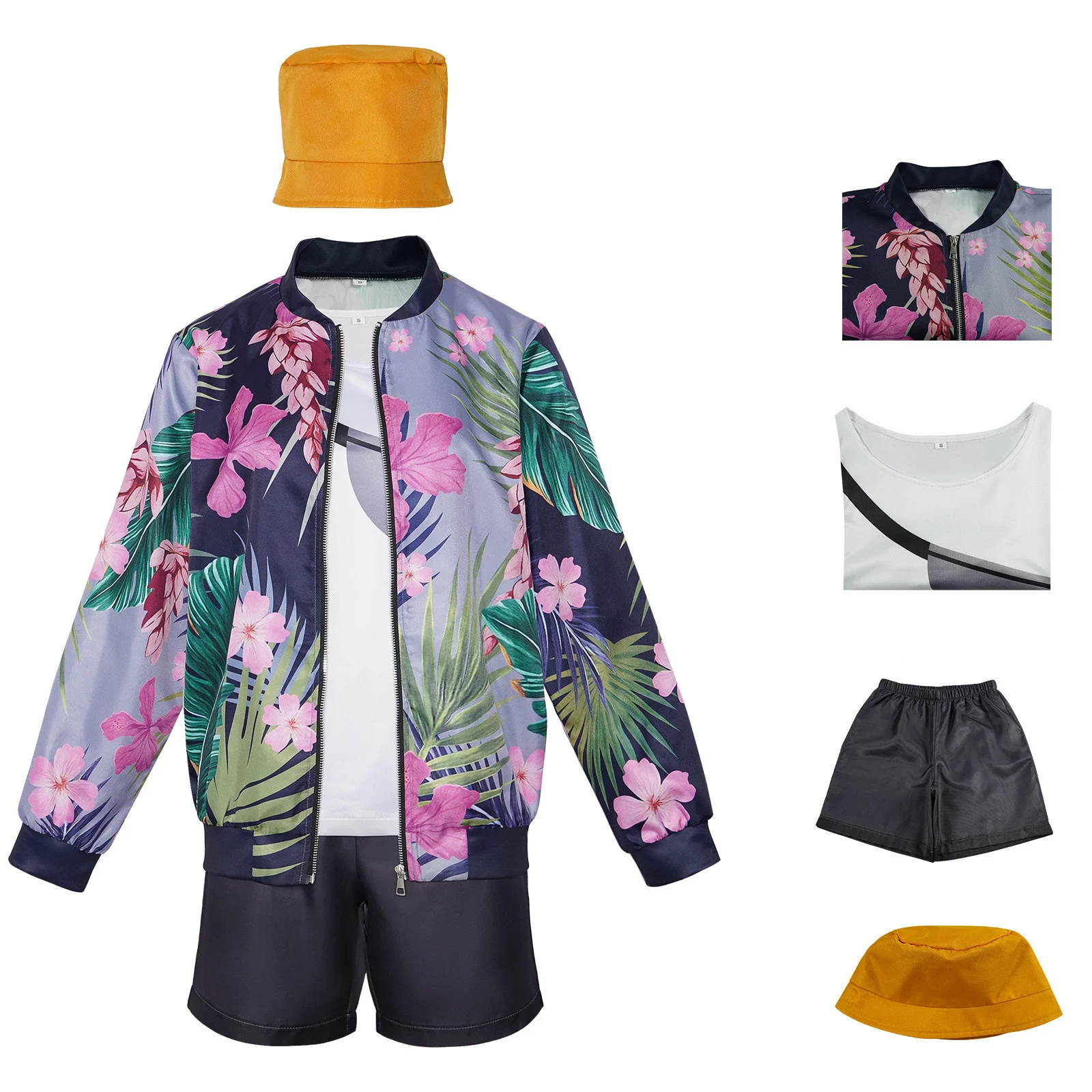 

Demon Hunters Zoey Cosplay Costume Anime Girl Flower Jacket Baseball Coat with Hat Halloween Carnival Party Uniform Set