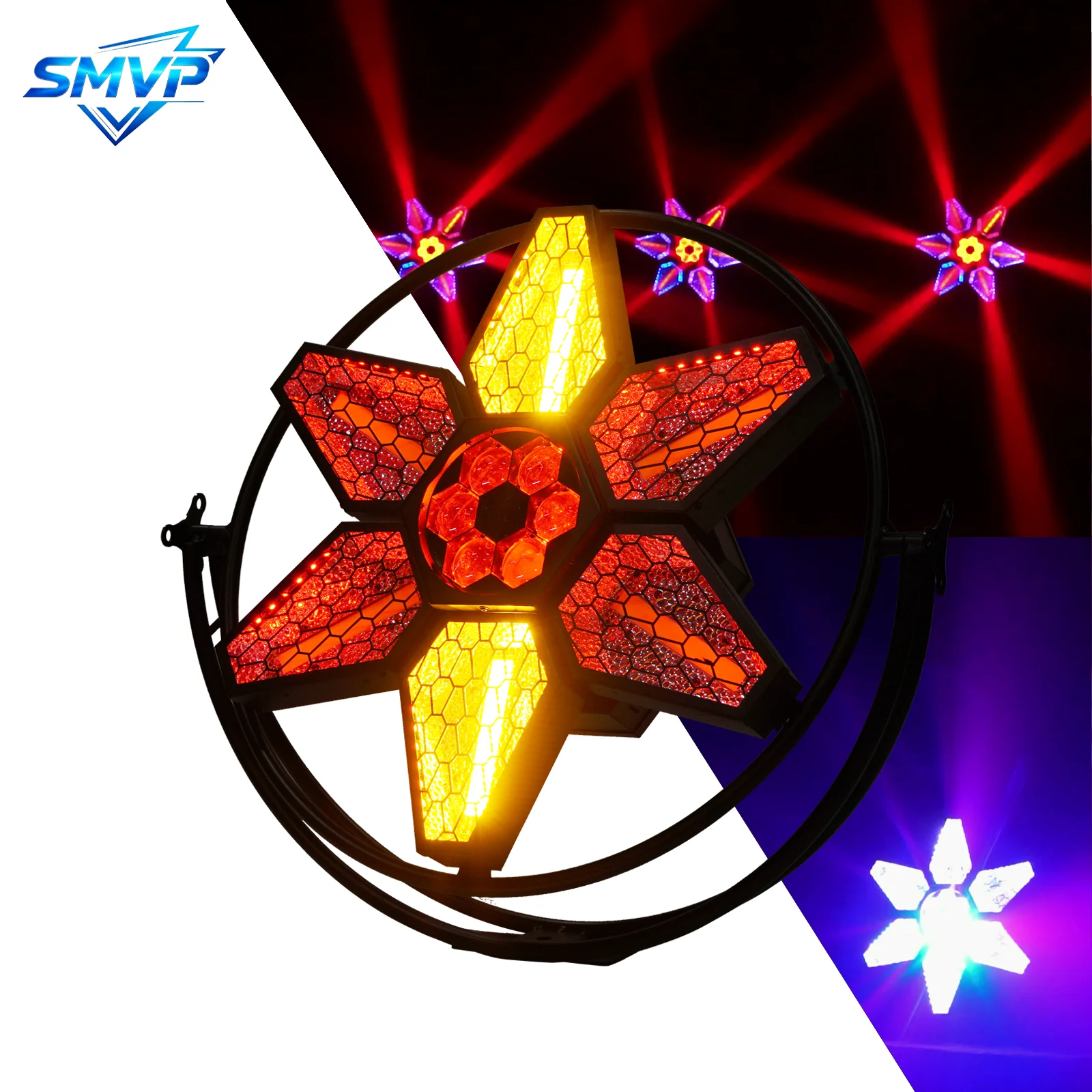 350W Retro Bee Eye Stage Light 6X50W Warm White COB With Ring Effect Light DMX512 for DJ Disco Wedding Bar Background Light