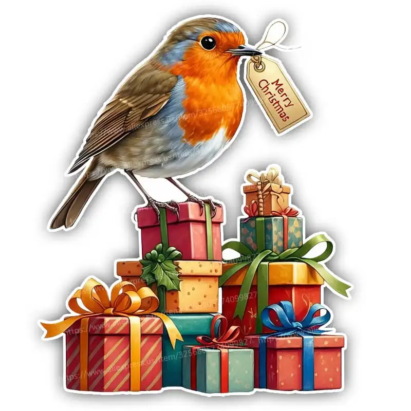 عيد الميلاد روبن الطيور الجدار ملصق غرفة ديكور الحمام المرحاض غرفة المعيشة ديكور خزانة الثلاجة ديكور المنزل الشارات S434