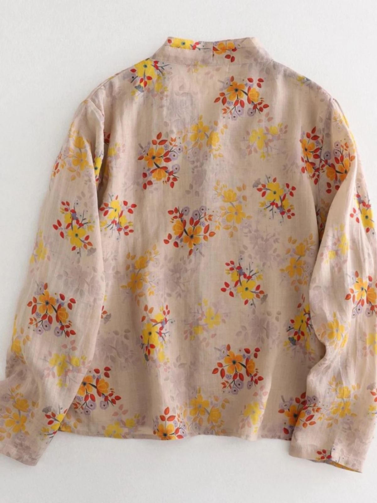 Leve estampa floral irt botão único v-ne longo sve casual primavera topo para mulheres plus size mistura de algodão confortável