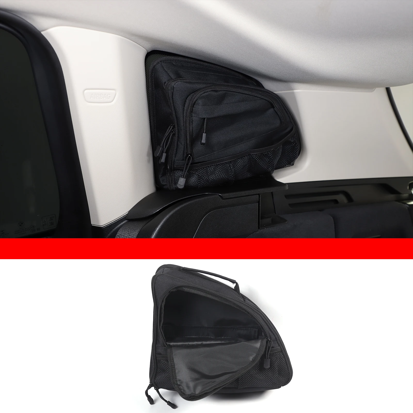 For BMW X3 2018-2023 Trunk Side Window Bag Oxford Cloth Suction-mounted Storage Bag on The Left Interior Accessories