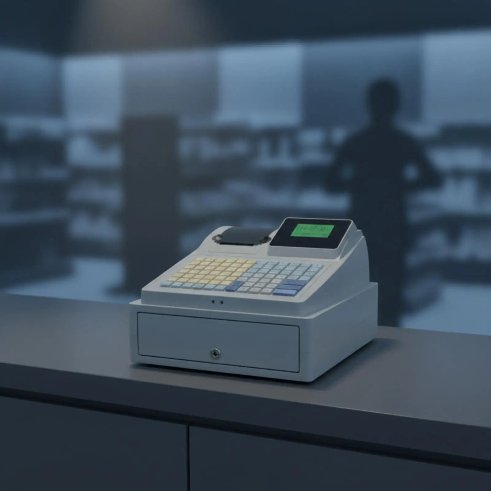 Electronic Register Commercial Register with Printer Lockable Checkout Terminal for Vendors, Retail Shops, Convenience Stores,