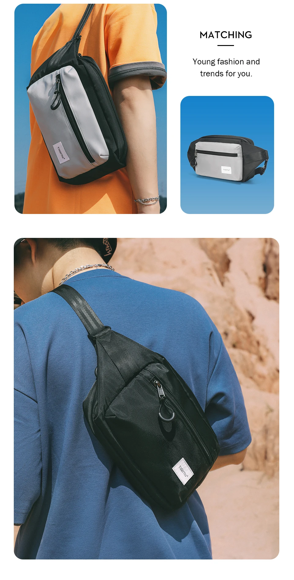 Tigernu Brusttaschen für Männer 7,9 Zoll IPad Tasche leichte Umhängetasche wasserdichte Umhängetasche männliche Mini-Taschen Sling Bag Handtasche – Detail 5