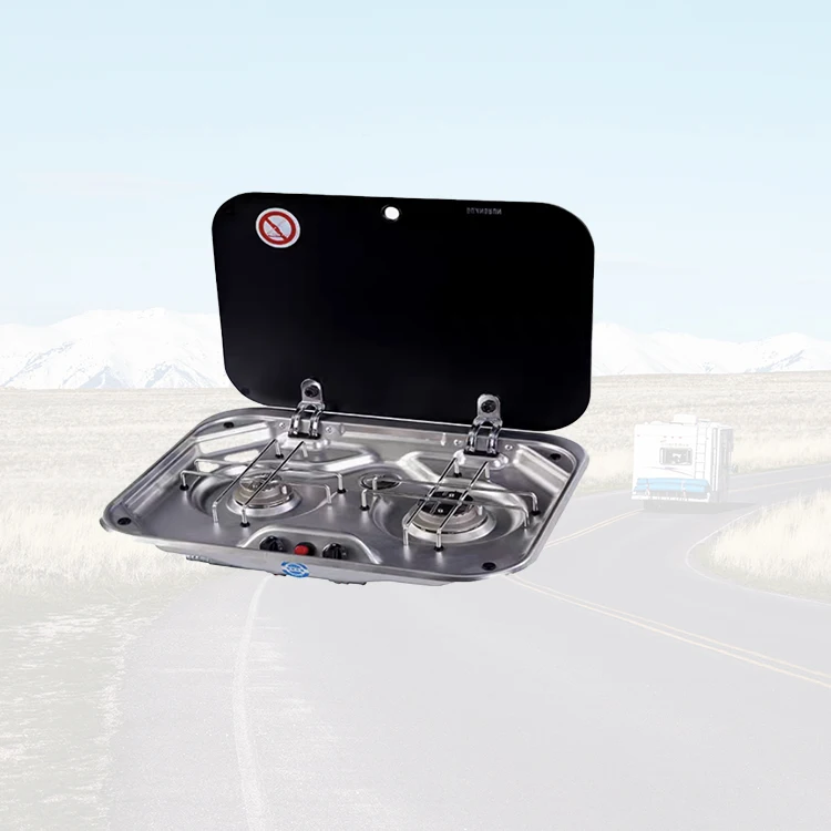 

Портативная газовая плита на 2 конфорки из нержавеющей стали для автодомов, квартир и использования на улице