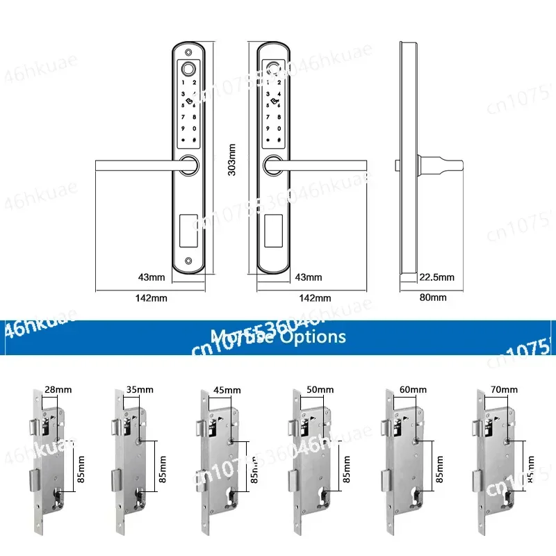 Fingerprint Double Two Side Waterproof IP55 Smart Door Lock SUS Material for Slim Aluminum Swing Door TTlock