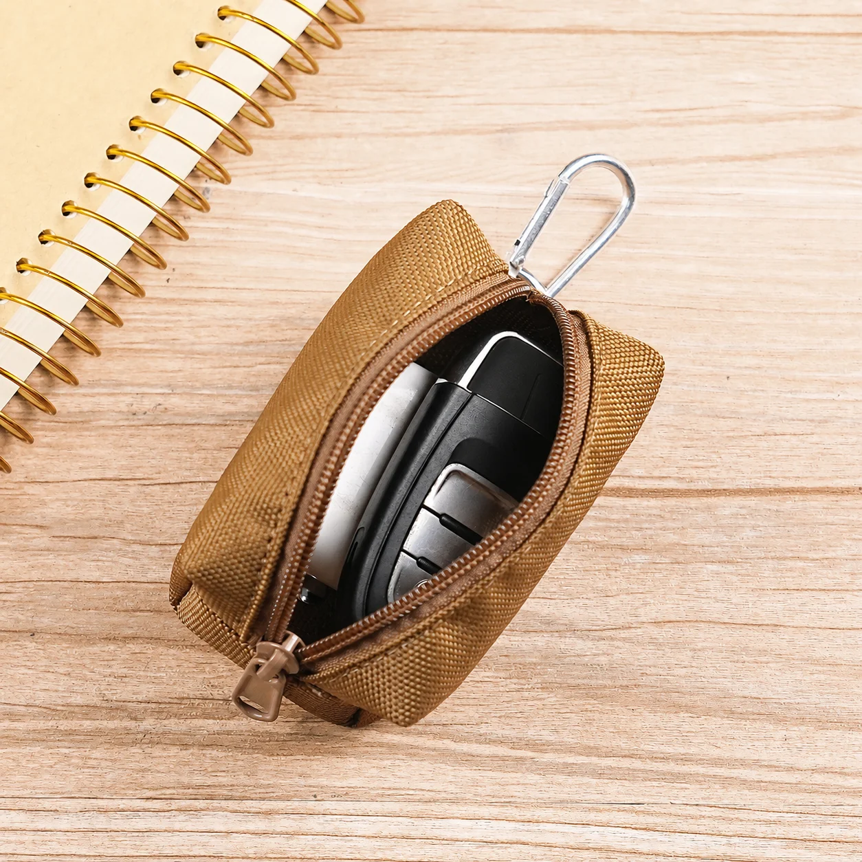 

Canvas Key Wallet Solid Color Waist Hangable Key Pouch Car Key Holder Portable For Car Keys Storage Outdoor Activities Casual