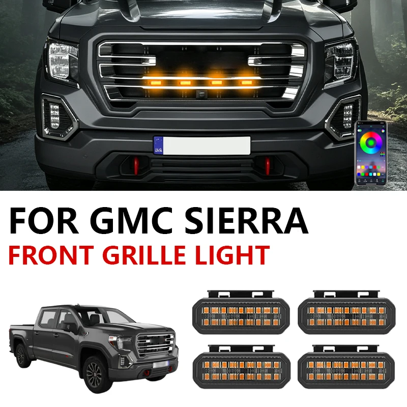 FOR GMC SIERRA Specialized Center Grid Small Yellow Light Front Grille Lights Daytime Running Warning Light