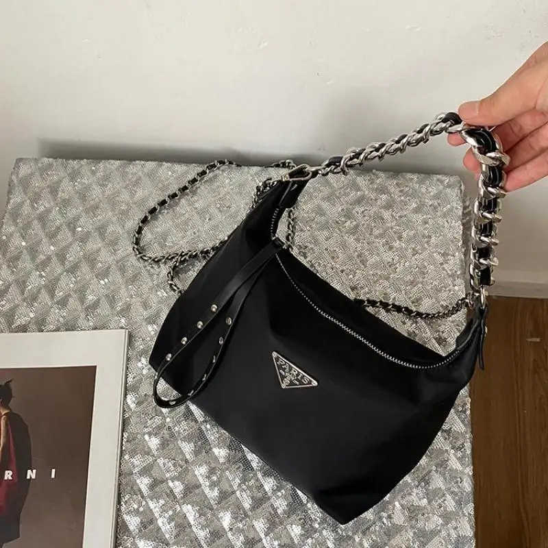 

High end ladies' hot girl armpit bag with chain nylon fabric bag fashionable and versatile single shoulder crossbody bag