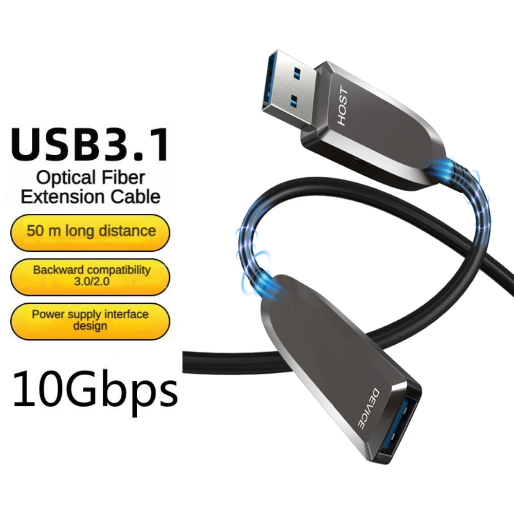 USB 3.1/3.0 Optical Cable USB3.0 Extension Cable High Speed 10Gbps 5M 30M 50M Backward Compatible with USB 2.0 for TV laptop etc