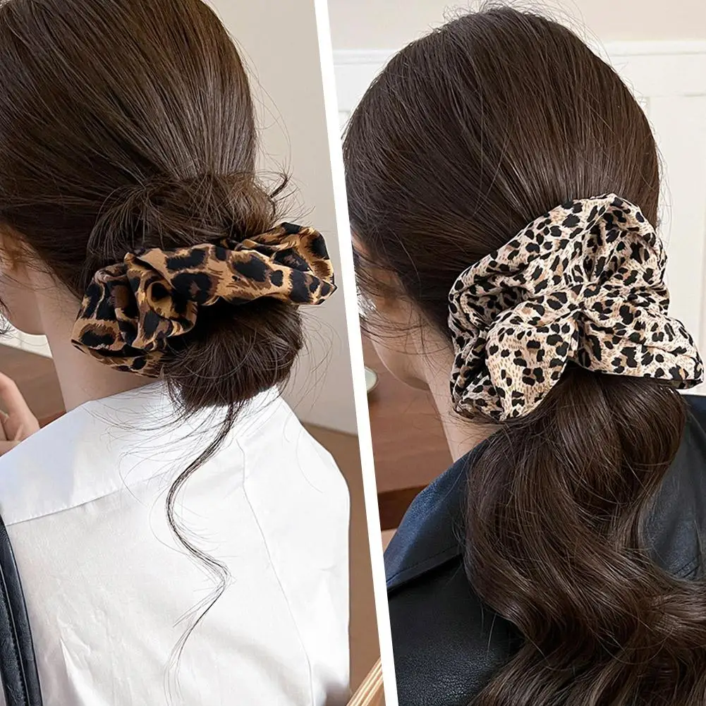 Retro Animal Leopard Print Hair Scrunchie Ponytail Rope Band Accessory Creative Girls Stretchy Hair Elastic Women Fashion H P7I3