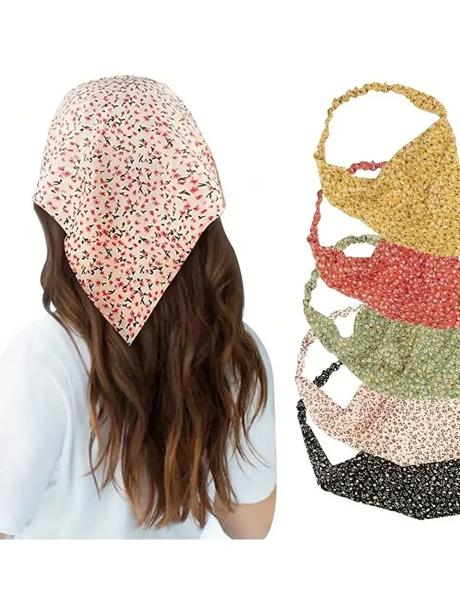 

Bohemian Floral Chiffon Triangle Headwrap For Women Elastic Hair Band Scarf Accessory