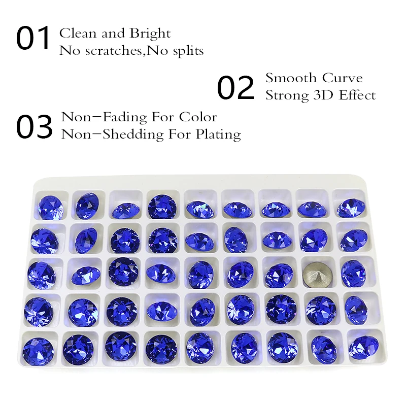 Round Shape K9 Glass Rhinestones Crystal Glitter Diamond Loose Stones Clothing Decorative Crystals Crafts DIY Jewelry Making