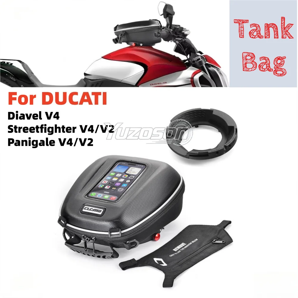 For DUCATI Panigale V4/V2 R S Diavel V4 Streetfighter V4/V2 Motorcycle Tank Bag Quick Lock Flange Waterproof Luggage Tool Bag
