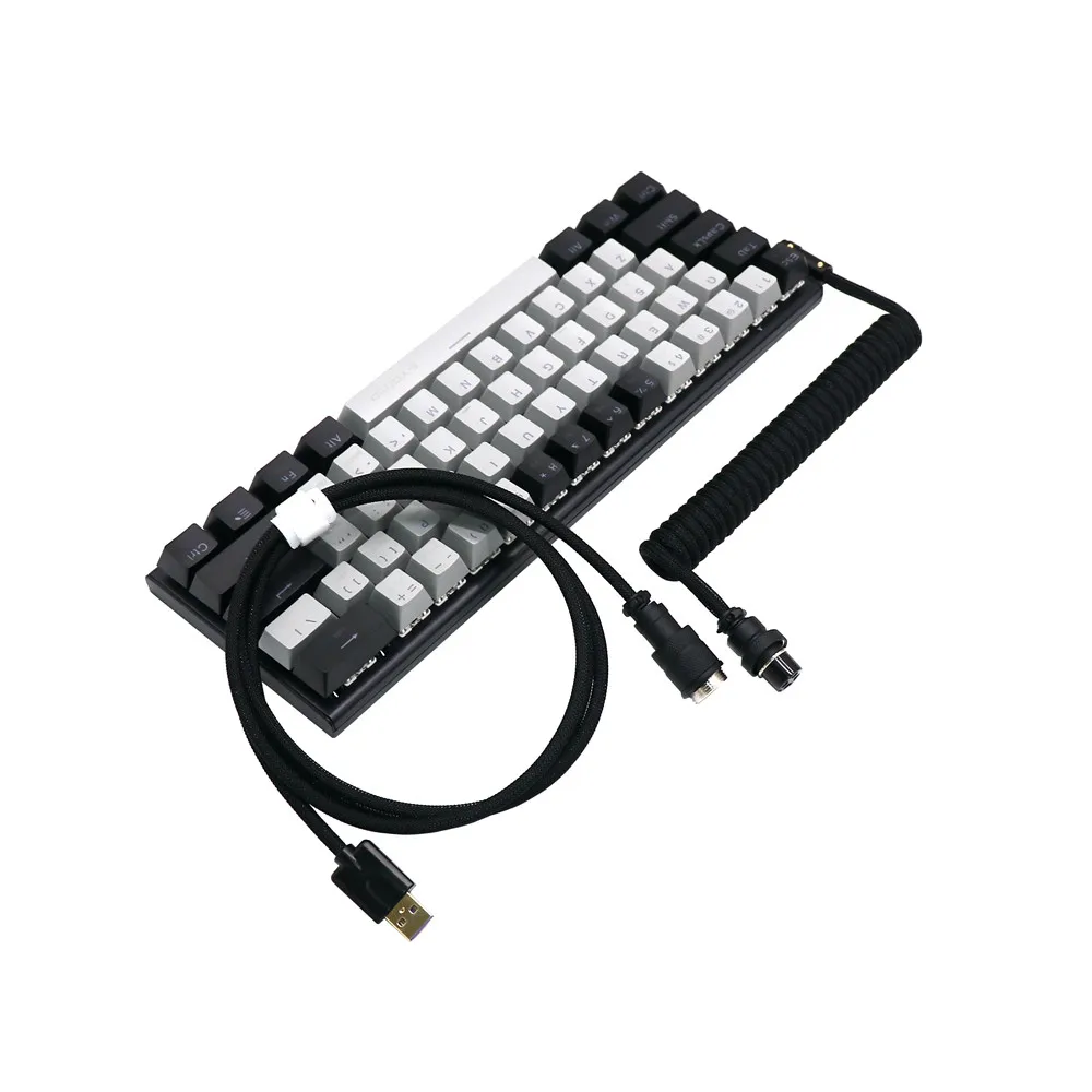 Angitu بريميوم لتقوم بها بنفسك مخصص USB لنوع C لوحة المفاتيح الميكانيكية ملفوف كابل مع 90 درجة نوع معدني C أسود أبيض