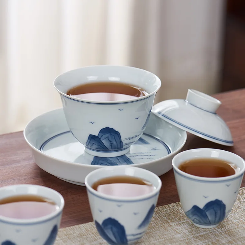 Celadon Hand Painted Cup Dedicated Personal High-Grade Set Single Appreciation Ceramic Gaiwan