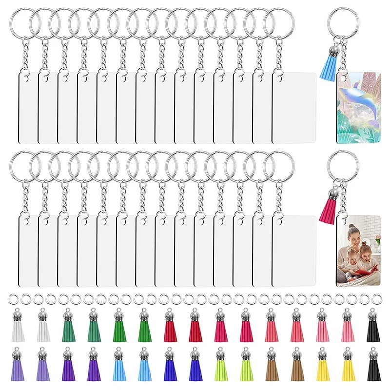 Sublimation Keychain Blanks Bulk, Set Of 30 Sublimation Keychain Blanks Set With Tassels, Keychain Circle, Keychain Promotion