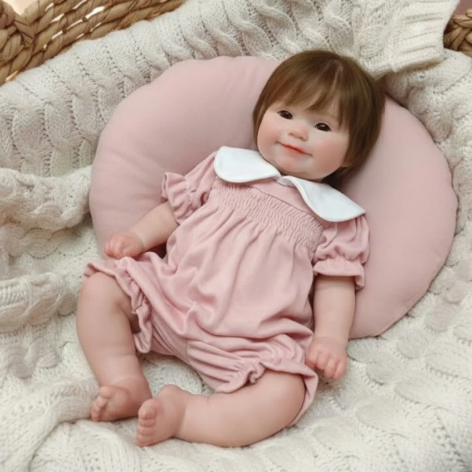 AnjoDoll 47 cm Open Mond Maddie bebe Meisje Wasbare reborn de silicona Poppen Soft Touch Handgemaakte Reborn Siliconen Poppen