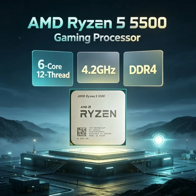 AMD Ryzen 5 R5 5500 Desktop CPU 6-Core 12-Thread 3.6GHz Base 4.2GHz Boost 16MB L3 7nm 65W AM4 Socket DDR4 Memory for Gaming