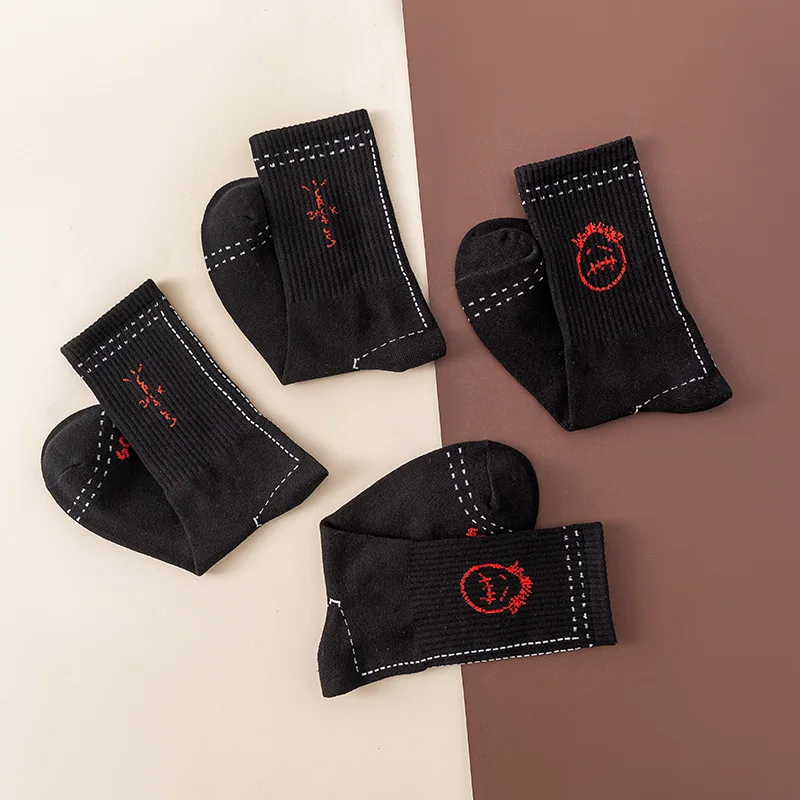 Mid Tube Cotton Socks for Sports Skateboarding with Unique Ghost Face Role-playing Design colour socks