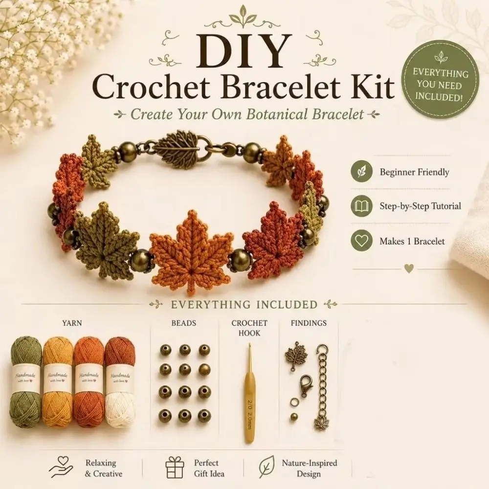 Handmade Botanical Bracelet Kit DIY Nature-Inspired Forest Floral DIY Bracelet Making Kit Beginner Friendly Relaxing