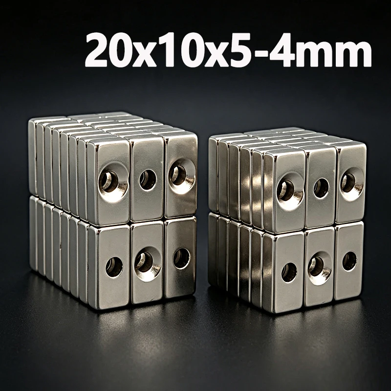 20x10x5-4mm Magnet N35 NdfeB Permanent Magnetic Imanes 20*10*5-4mm Magnet Accessory 5-200pcs Hole Square Shape Neodymium Magnet