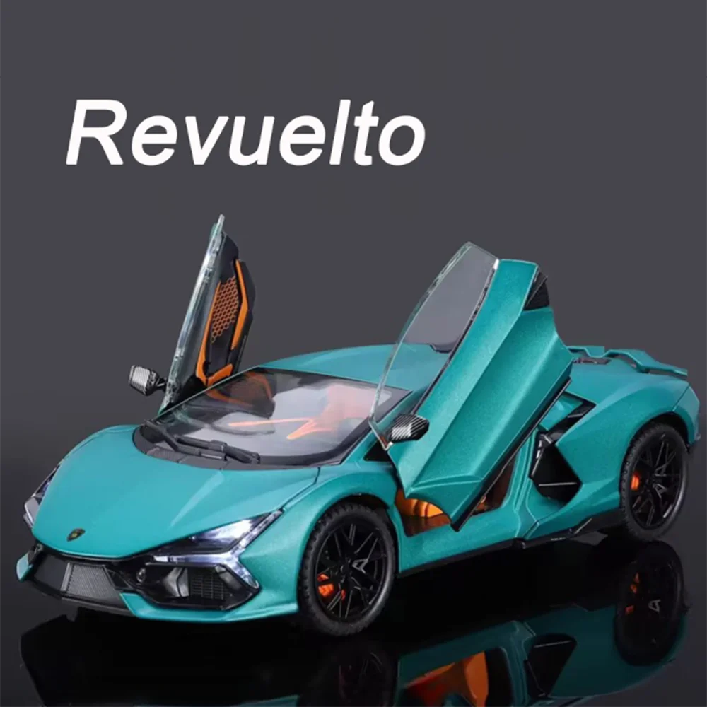 1/24 Metal Diecast Revuelto Cars Models Rubber Tires Sports Car with Light Sound Auto Decoration Toys for Friend Festival Gifts