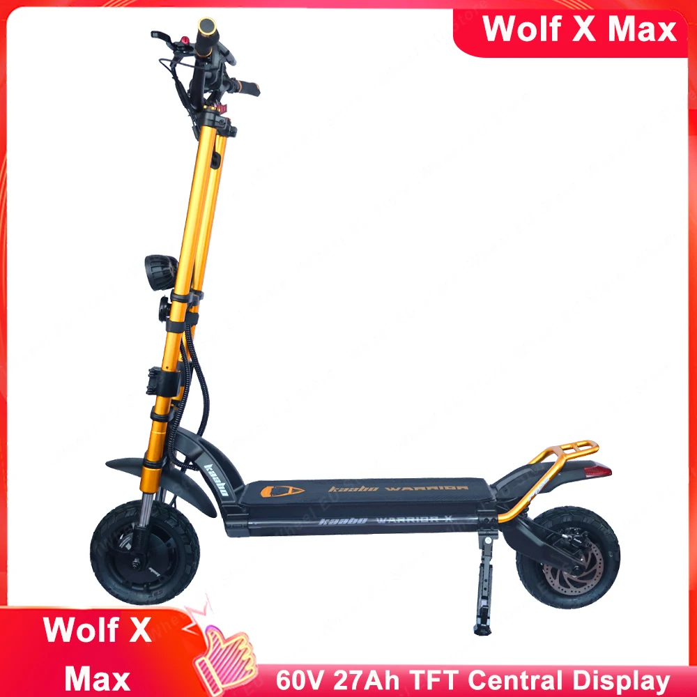 

Оригинальный Kaabo Wolf Warrior X Max, 10 дюймов, 60 В, 27 Ач, аккумулятор, верхняя скорость, 70 км/ч, электрический скутер с гидравлической амортизацией