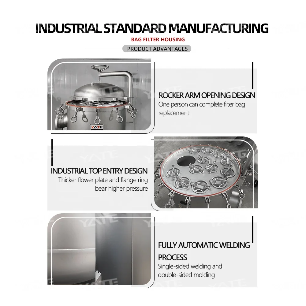 Liquid/oil/wine/beer/honey/syrup/paint filtration machine Stainless Steel 304 multi Bag Filter Housing